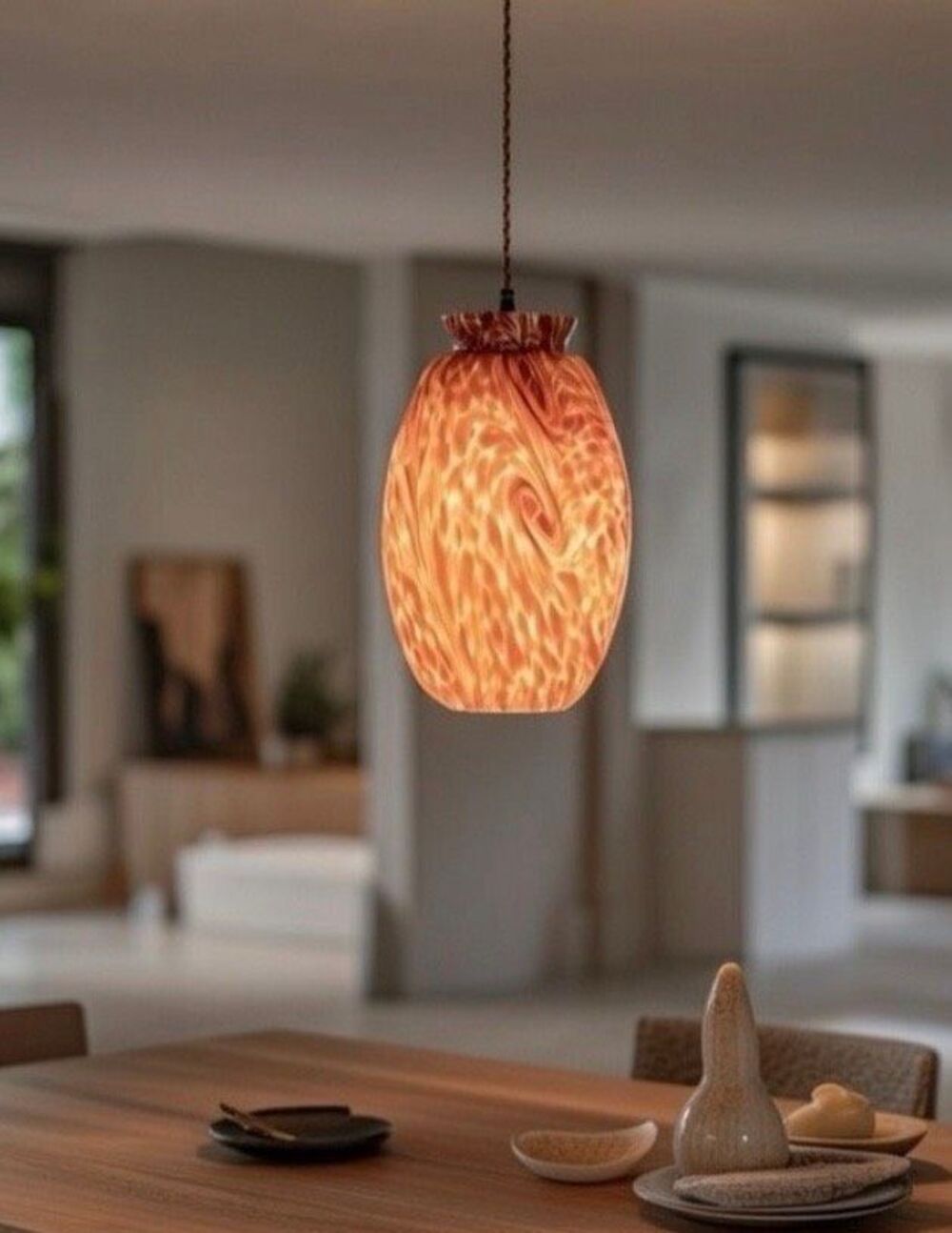 VAN GOGH LAVA BARREL Glass Drop Pendant Shade 2 1/4" Fitter Red  🔥Gold 🔥Orange
